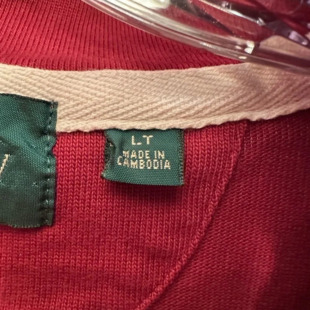 2022 J.Crew Men's Oarsmen Retro Maroon 1/4 Zip Rugby Sweatshirt‎ Size Large Tall